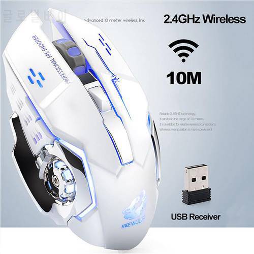Free Wolf X8 Silent 2.4GHz 2400DPI 6 Keys Wireless Optical Mouse USB Receiver Computer Mouse Notebook Game Mice for Gamer Home