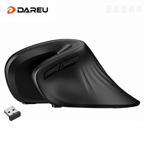 DAREU Ergonomic Vertical Wireless Mouse 2.4Ghz Optical Skin 6 Buttons Comfortable Gaming Mice with Adjustable DPI For Computer