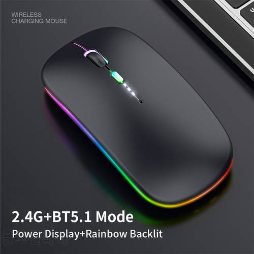 2022 Wireless Bluetooth Mouse Power Display Luminous Low Noise Ergonomic Rechargeable Mouse for Home Office Game Wholesale