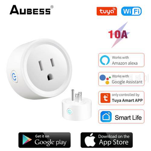 Tuya Wifi Smart Socket 10A US Smart Plug Smart Life Remote Control Voice Control Timer Power Outlet Works With Alexa Google Home