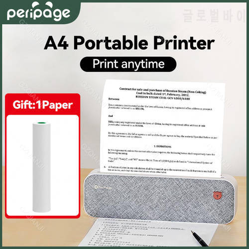 Peripage A40 Printer Portable Thermal A4 Paper For PDF Office Home School Document No Need Ink Bluetooth Printing by iOS Android