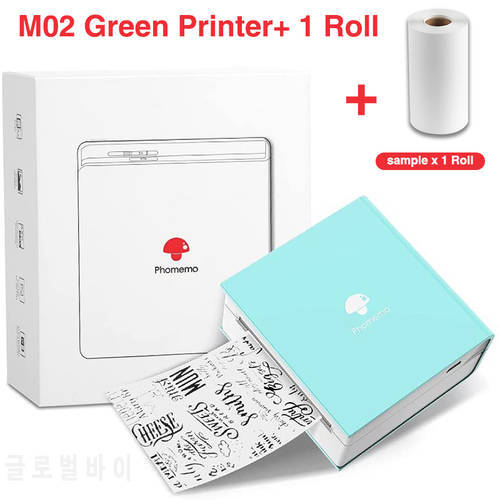 Phomemo M02 Bluetooth Pocket Printer-Mini Thermal Printer Portable Photo Sticker Printer ​Compatible with Android iOS ,1 Roll St