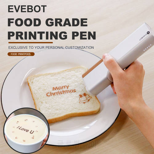 EVEBOT Printpen Food-Specific Handheld Printer Bread Coffee Milk Tea Biscuit Pattern Logo Smart Portable Mini Small Print