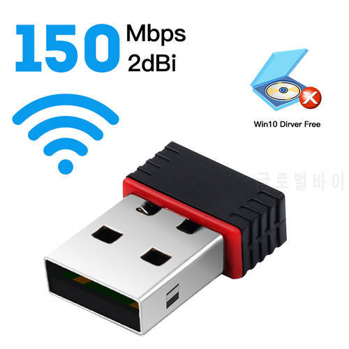 150M WiFi USB 2.0 Netowrk Adapter Mini&Powerful 802.11 b/g/n LAN Card Wi-Fi Dongle For Laptop/PC With Antenna For Windows 7/10