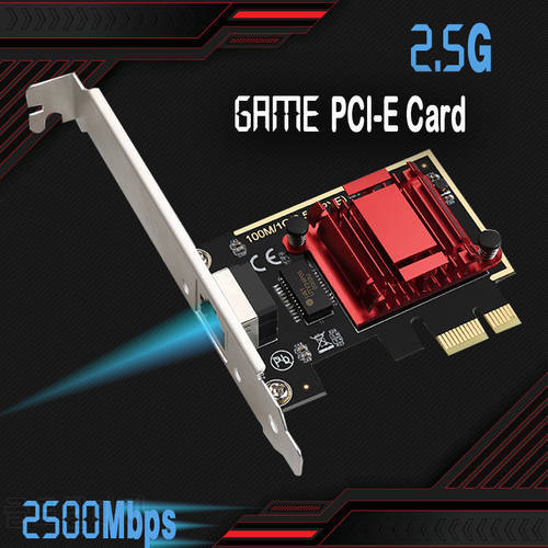 2.5G Game PCIE Card 2500Mbps Gigabit Network Card 1000Mbps RJ45 Wired PCI-E 1x Network Adapter PCI Express V2.1 LAN Card RTL8125