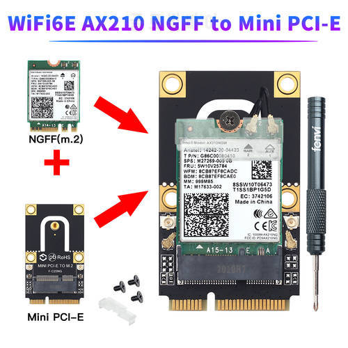 WiFi Intel AX210NGW 5374Mbps Wireless Card Bluetooth 5.2 For Mini Pcie Adapter M.2 Wi-Fi 6e WLAN Card 802.11AX For Laptop/PC