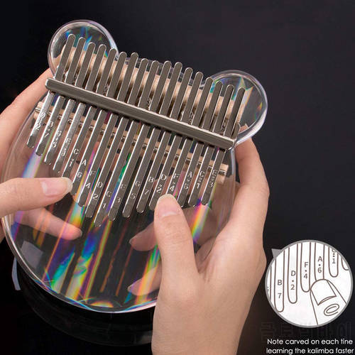 Kalimba 17 Keys Rainbow Acrylic Thumb Piano Starter High-Quality Clear Finger Piano with Case Study Booklet Tune Hammer Stickers