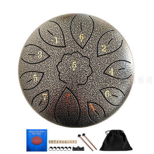 Tongue Drum 11 Tone Steel Tongue Drum Percussion Instrument With Drumsticks Yoga Meditation Produce Ethereal Buddha-Like Sound