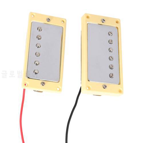 Quality Set Of Double Coil Humbucker Pickup Electric Guitar Neck&Bridge Pickup Chrome With Yellow Frame Fit Lp Guitar
