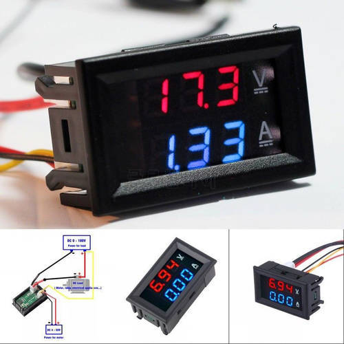 Mini Digital Voltmeter Ammeter Dual LED Display Auto Car DC 100V 10A Panel Amp Volt Voltage Current Meter Tester Detector