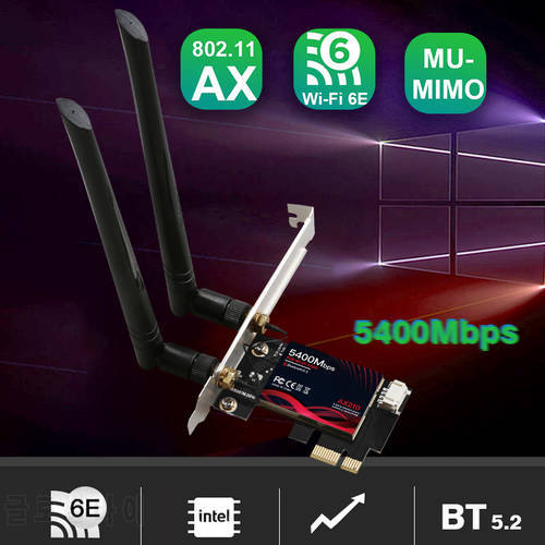 Tri Band Wifi 6e PCIe Intel AX210 Wireless Wifi Card Adapter Module WiFi 6 Gigabit Network Card MU-MIMO 802.11ax 160Mhz win10/11