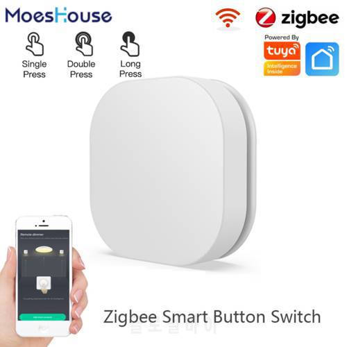 Tuya Zigbee Smart Button Switch Wireless Remote Control Smart Scene Switch Battery Powered Home Automation Scenario Hub Required