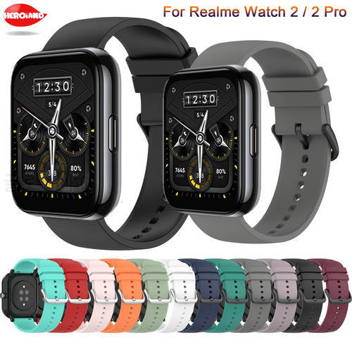 Soft Silicone 22MM Strap For Realme Watch 2 /2 pro Smart Watchband Replacement Wristband For Realme Watch S /S pro bracelet belt