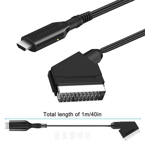 1080P SCART to HDMI-compatibleConversion Adapter, SCART input to HDMI-compatible output Video Converter Cable 24BB