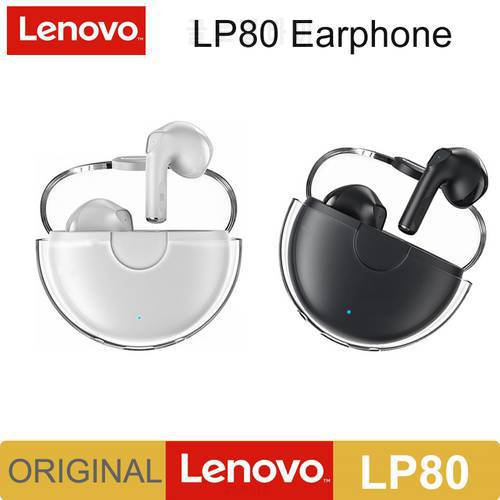 Lenovo LP80 Original Headphone TWS Bluetooth Wireless Earphones Sports Movement Fitness Headset Low Latency Gaming Music Earbuds