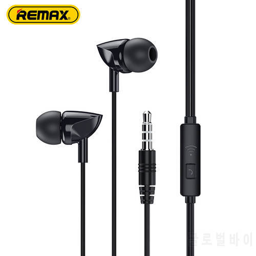 Remax Rw-106 2021 Hot Sale New Wired Earphone For Calls And Music Sport In-ear Headphone W/Mic Volume Control For Samsung Iphone