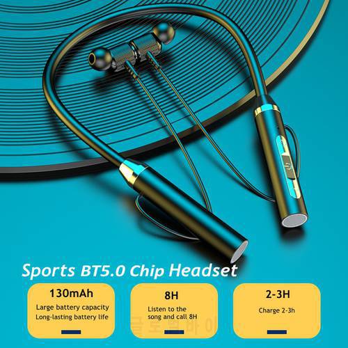 Sport Earbuds Bluetooth 5.0 Magnetic Wireless Earphone 9D Stereo Waterproof Neckband Headset with Mic in-ear For iPhone Samsung