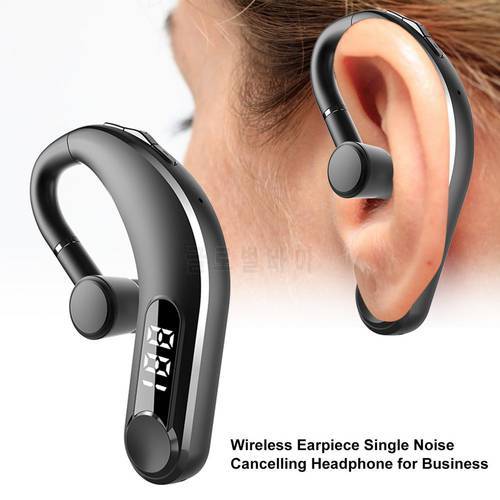 Earphone Earpiece Wireless Single Ear Headset Blue tooth-compatible 5.2 Long Standby Time LED Power Digital Display Earphone