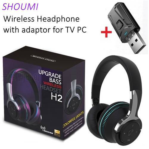 Tvs Bluetooth Headphones Wireless Headphon with Mic USB Adaptor Headset Noise Canceling Stereo Foldable Bass for TV Earphone