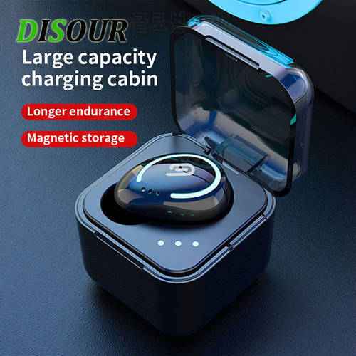DISOUR Single Ear Bluetooth-compatible 5.0 In Ear Music Wireless Earbuds Sports Invisible Earplug Headset Stereo Earphone