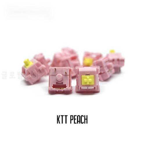 KTT Peach Switch for Mechanical Keyboard Content Linear Pink Color 3 Pins POM Axis 45g Trigger Force Customize GK61 Anne Pro 2