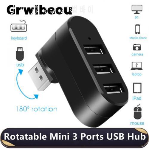 Grwibeou USB Hub 2.0 Adapter Rotate High Speed U Disk Reader Splitter 3 Port USB 2.0 for Computer PC Laptop Mac Mini Accessories