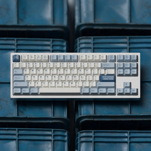 JKDK White And Blue Hydrogen Keycap Cherry Profile PBT Dye Subbed Key Caps For Mechanical Keyboard With MX Switch
