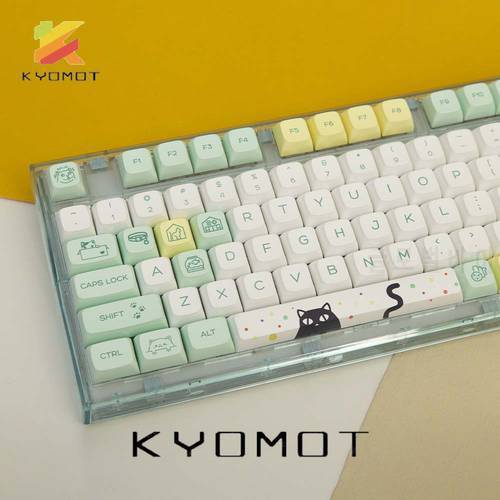 KYOMOT 131 Keys Cute Cat Theme Keycaps PBT Dye Sublimation XDA Profile for MX Switch Mechanical Keyboard 61/64/68/87/96/104/108