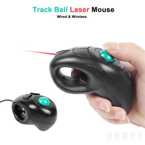 Wireless Trackball Mouse 2.4GHz Wired Thumb-Controlled Digital Mause 10M Handheld Vertical Track Ball Optical Ergonomic Mice