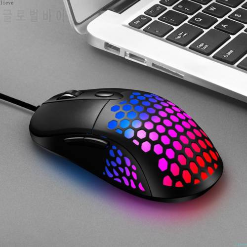 X8 USBOptical Wired Mouse 4600DPI Ultra Light Hollow RGB Lighting Color GamingMouse Free Standard Logistic Order Number Tracking
