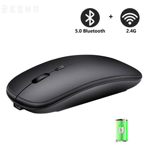 New Rechargeable Bluetooth Wireless Mouse for Laptop Computer PC, Slim Mini Noiseless Cordless Mouse, 2.4G Mice for Home/Office