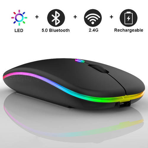 Wireless Mouse Bluetooth With RGB Backlight Rechargeable Mause For Computer Laptop PC Macbook Ergonomic USB Gaming Mouse Gamer
