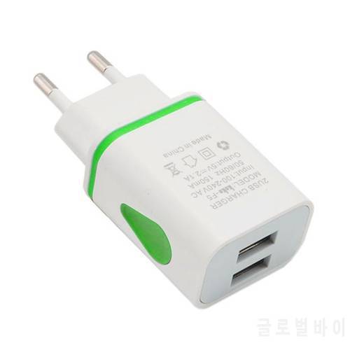 New Phone Universal 2.1A 5V LED 2 USB Charger Fast Wall Charging Adapter US/EU Plug USB Charger For iPhone For Samsung For HTC