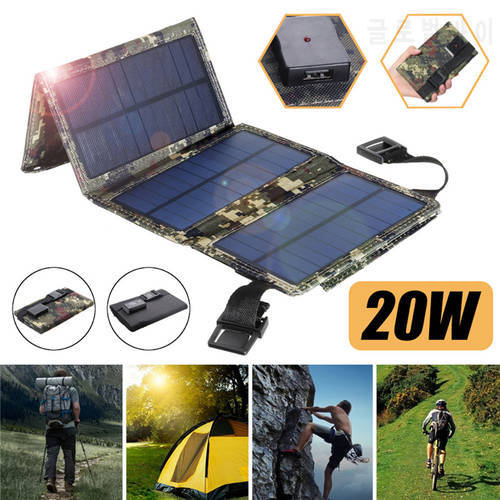 5V 20W 10W USB Foldable Solar Panel Outdoor Waterproof Camping Portable Cells Power Bank Battery Solar Charger for Mobile Phone