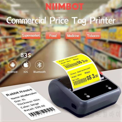 Niimbot B3S Smart Label Mobile Phone Printer Inkless Bluetooth Portable Thermal Receipt Photo Label Printer Supermarket