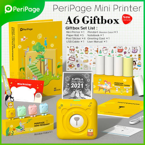 Peripage A6 gift box mini portable wireless label photo printer pocket Bluetooth thermal picture printer Android IOS mobile