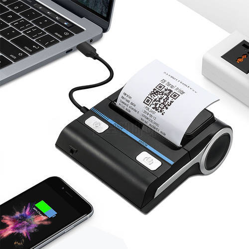 80mm Mini Thermal Receipt Printer USB Bluetooth Wireless Portable Mobile Phone 80mm Android POS Computer PC IOS Bill Makers