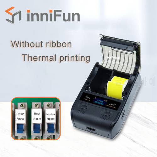 Innifun The Combo of Handheld Bluetooth Label Printer and Yellow Cabel Label Sticker