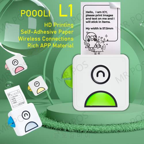 POOOLI L1 Portable Mini Thermal Printer 203dpi 53mm Printing Stickers Wireless Inkless Mini Pocket Self-adhesive Label Printer