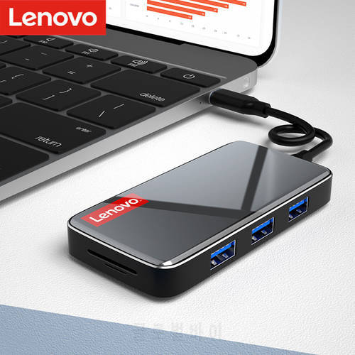 Lenovo Original USB C Type-C HUB to HDMI RJ45 VGA Card Reader Multi USB3.0 Adapter Accessories Dock For MacBook Air Pro Laptop