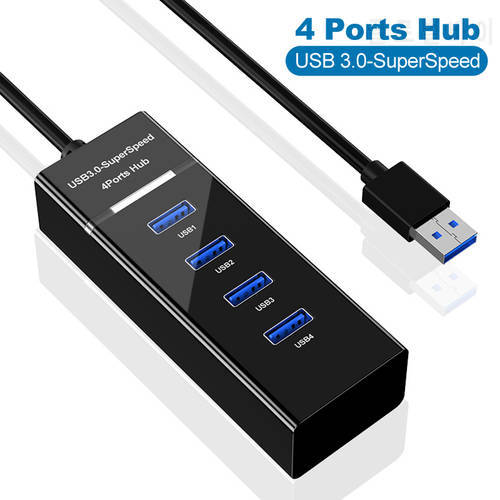 USB Hub 4 Ports USB 2.0 3.0 Hub Splitter High Speed Multi Splitter USB Adapter Expander Cable For Desktop PC Mac Laptop Notebook