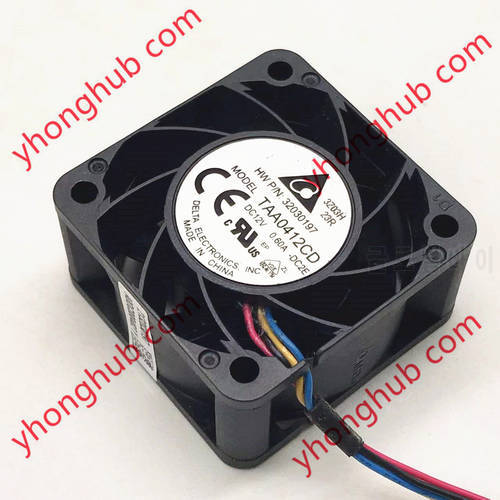 Delta Electronics TAA0412CD DC2E DC 12V 0.60A 40x40x20mm 4-Wire Server Cooling Fan