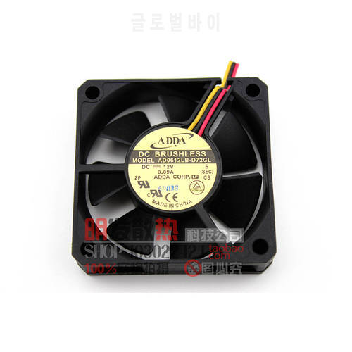 Original AD0612LB-D72GL 12V 0.09A 6CM 6015 3-wire cooling fan