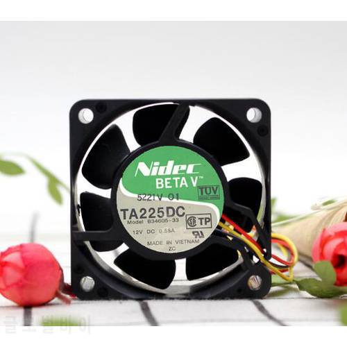 NIDEC TA225DC B34605-33 60*60*25 12V 0.58A 3 wire power inverter fan