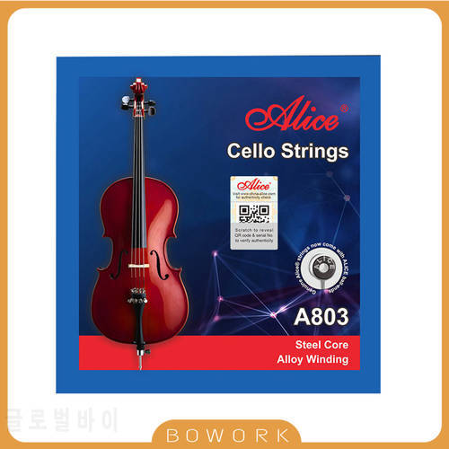 Alice A803 Cello String Acoustic & Electric Cello Strings Fit For 4/4 Cello Strings Steel Core Alloy Winding A-1 D-2 G-3 C-4 SET