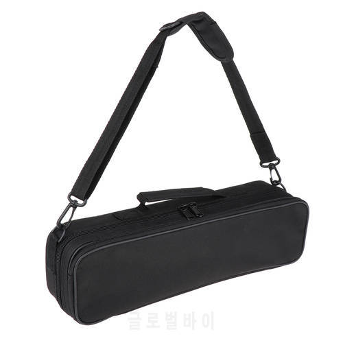 Nylon 16 Hole Flute Case Storage Bag Organizer Black 400x115x80mm