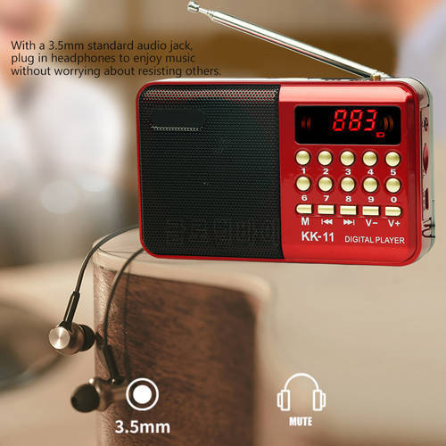 K11 Mini Portable Radio 1200mAh Recorder Handheld USB Rechargeable Digital FM MP3 Player Speaker Devices Supports TF Card