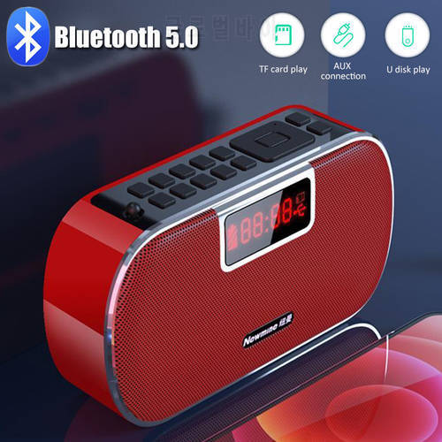 Portable FM Radio Mini Radio Receiver Bluetooth Stereo Surround Speaker MP3 Player with TF Card/U Disk/AUX Port Support Handfree
