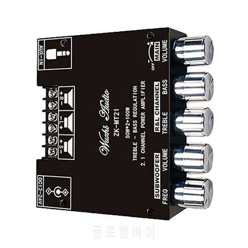 Retail ZK-MT21 2.1-Channel BT5.0+AUX Digital Power Amplifier Board Module TPA3116 50Wx2+100W High-Power Stereo Power Amplifier