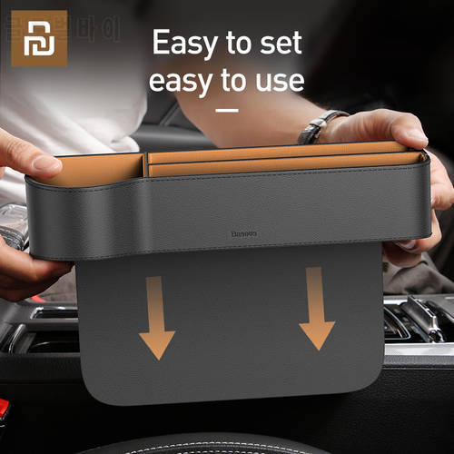 Youpin Baseus Universal Leather Car Organizer Auto Seat Gap Storage Box For Pocket Organizer Wallet Cigarette Keys Phone Holders